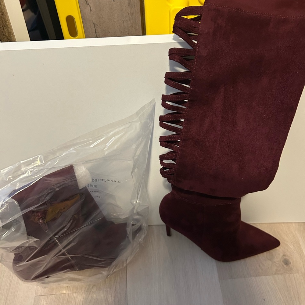 Aldo Burgundy Heeled Boots